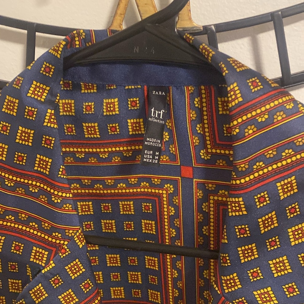 Zara Multi Color Satin Blouse View 2